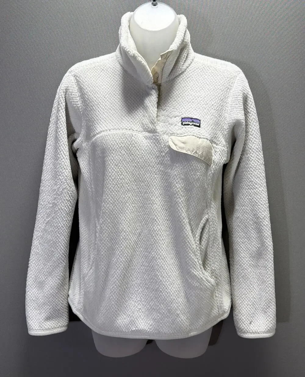 Patagonia Jacket Women Small White Re-Tool Snap-T Pullover Fleece Spot